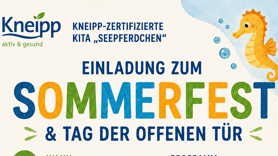 Sommerfest Plakat Seepferdchen 2026