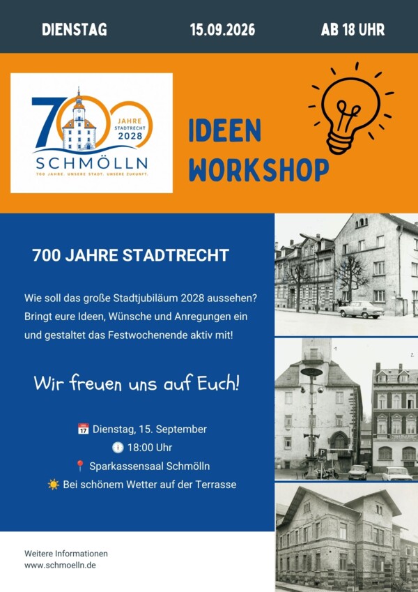 Plakat Ideenworkshop 700 Jahre Schmölln