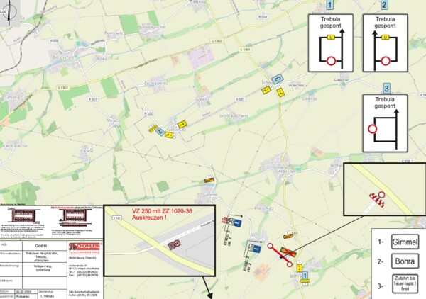 Sperrung in Trebula - Verkehrsansicht