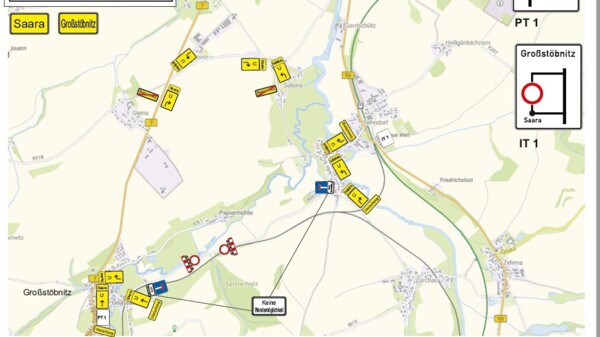 Verkehrskarte Vollsperrung Saarer Weg