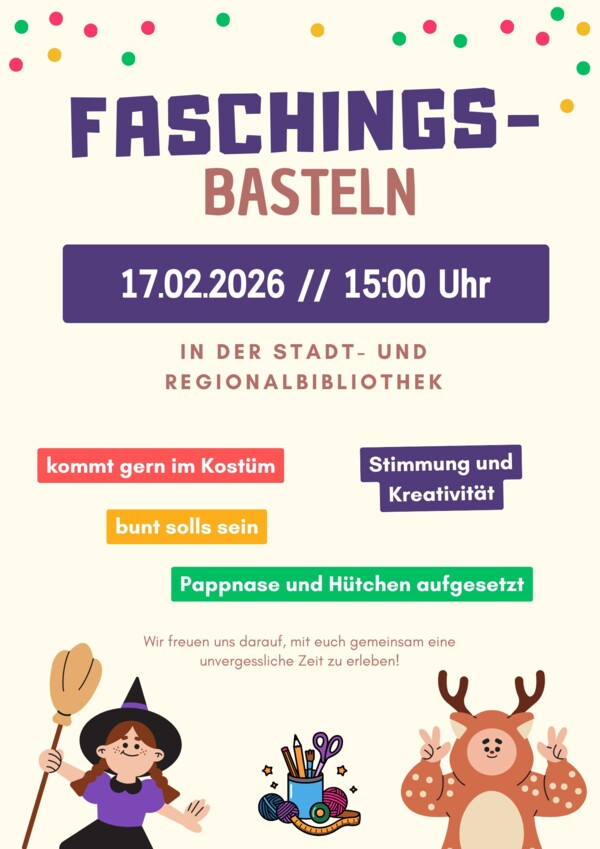 Plakat Faschingsbasteln 2026